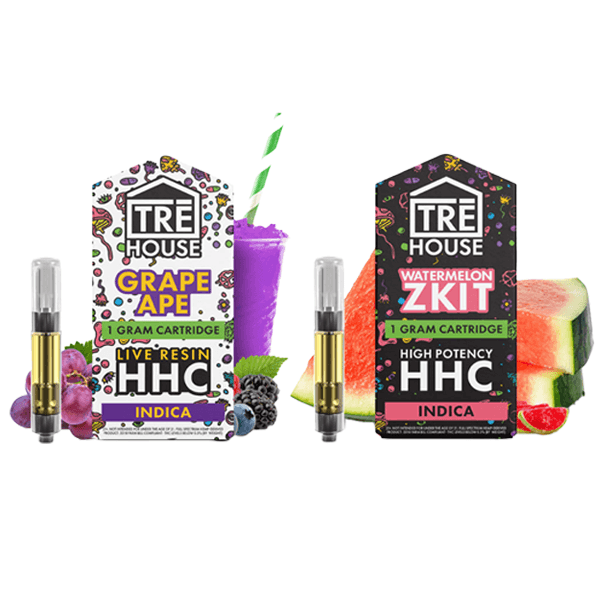 Tre House Live Resin + HHC Cartridge (1g) - Group Image with packaging