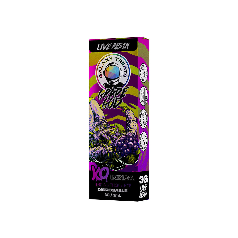 Galaxy Treats Knock Out Disposable (3g) - Grape God with packaging