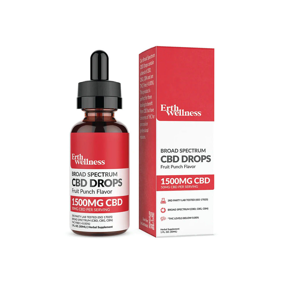 ERTH CBD Broad Spectrum Tincture CBD + CBG + CBN Drops (THC Free)(3.7mL) | Fruit Punch