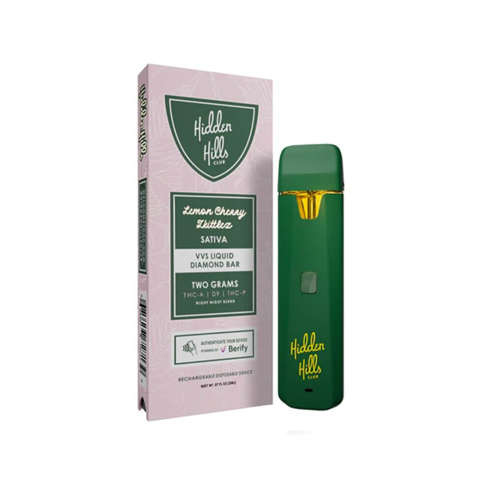 Hidden Hills Night Night Blend Disposable (2g) - Lemon Cherry Zkittlez with packaging