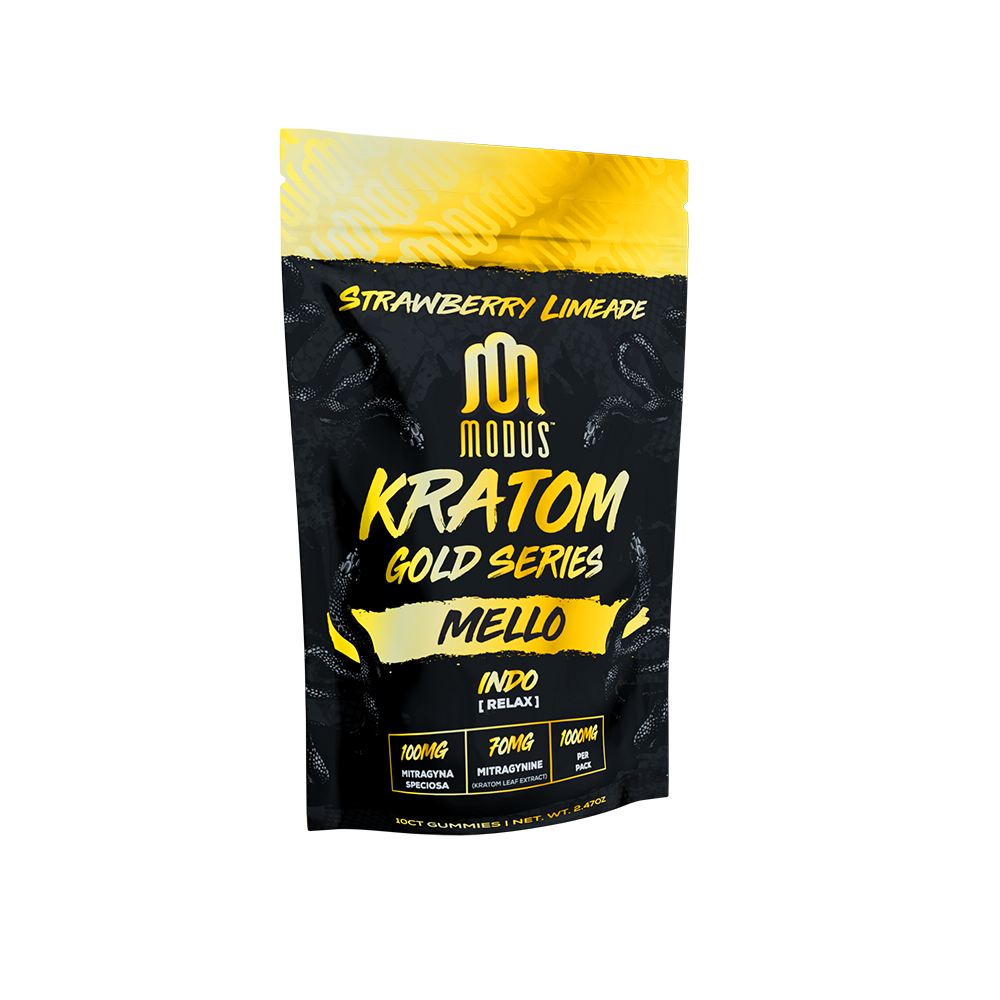 Modus Kratom Gold Series Gummies (10ct 1000mg Pouch) - Mello with packaging