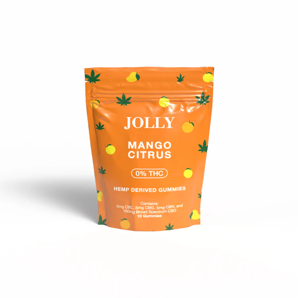 Jolly CBD Gummies (165mg 10ct Pouch) | 0% THC - Mango Citrus with packaging