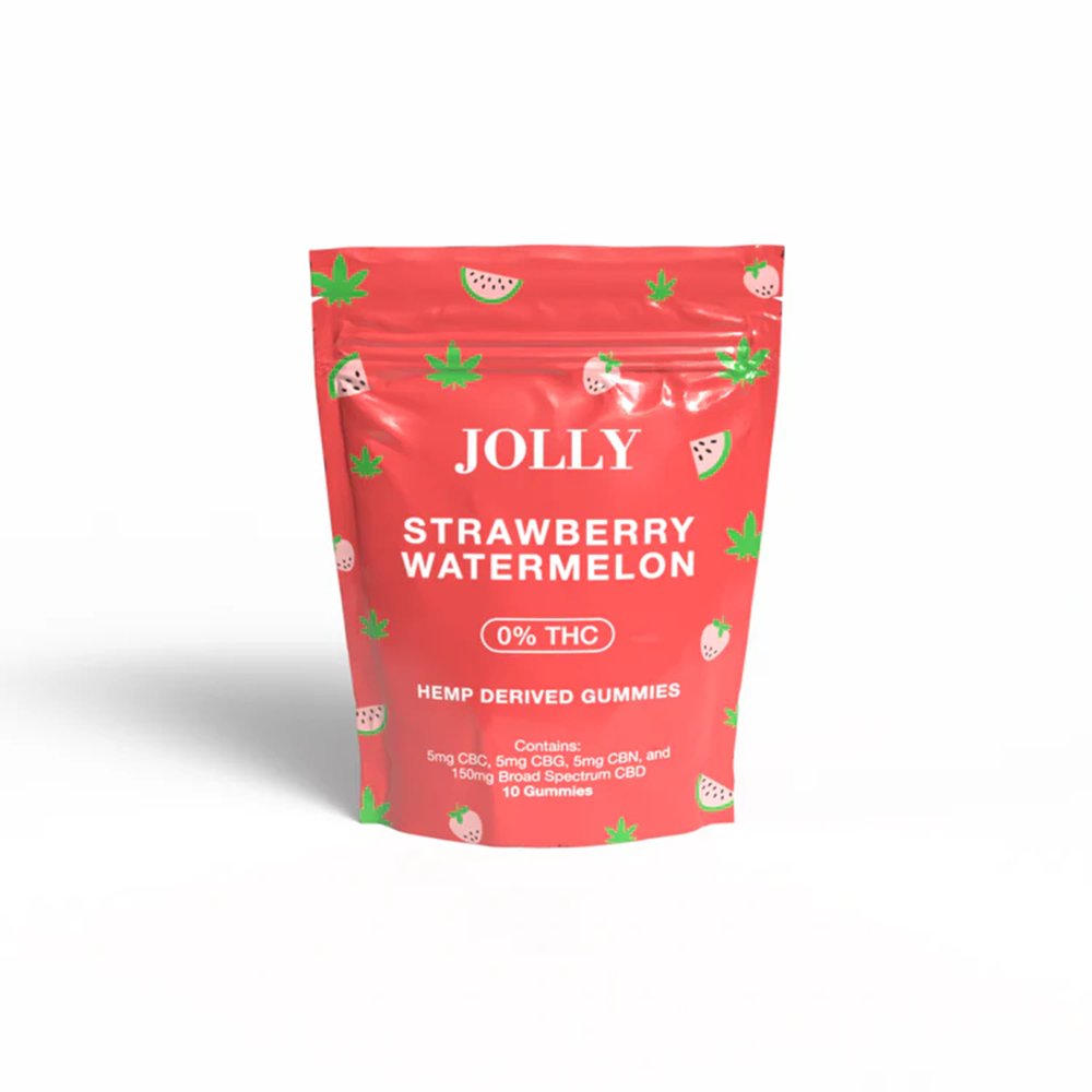 Jolly CBD Gummies (165mg 10ct Pouch) | 0% THC - Strawberry Watermelon with packaging