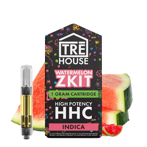Tre House Live Resin + HHC Cartridge (1g) - Watermelon Zkit Live Resin with packaging