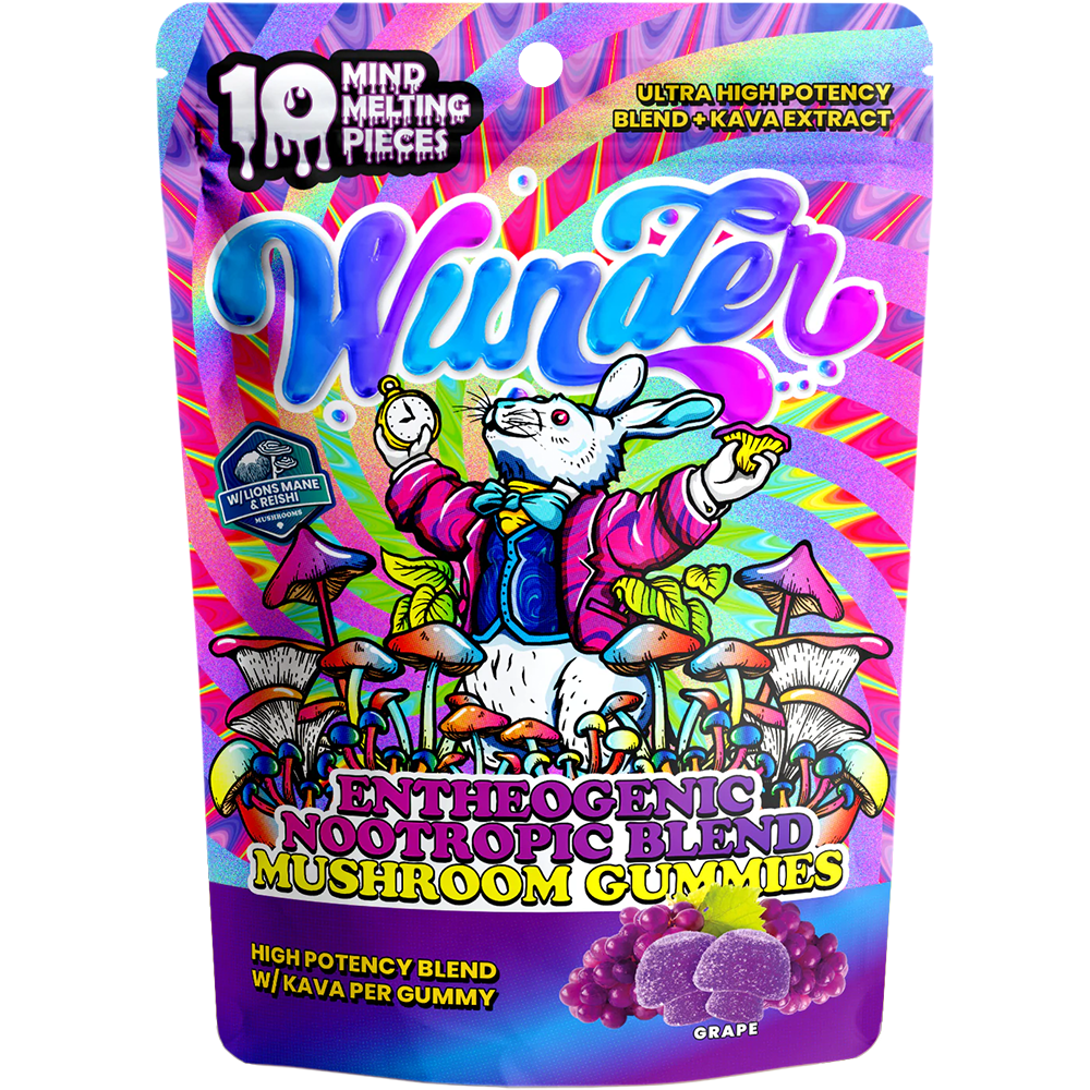 Wunder Mushroom Gummies (12000mg 10ct Pouch) - Grape with packaging