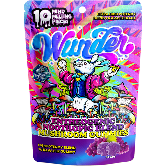Wunder Mushroom Gummies (12000mg 10ct Pouch) - Grape with packaging