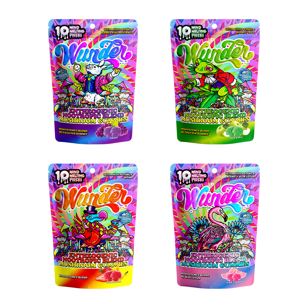 Wunder Mushroom Gummies (12000mg 10ct Pouch) - Group Image with packaging