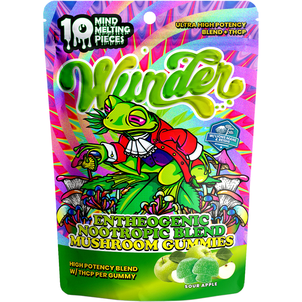Wunder Mushroom Gummies (12000mg 10ct Pouch) - Sour Apple with packaging