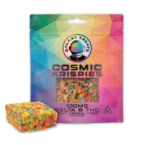 Galaxy Treats D8 Cosmic Krispies (1ct 100mg Cereal Bar) - Cosmic Krispies with packaging