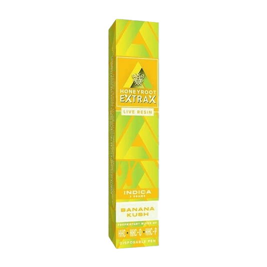 Delta Extrax Collab HHC Live Resin Disposable (2g) Banana Kush with packaging