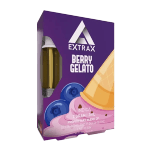 Delta Extrax Live Resin D8 THC + THCP + D10 Live Resin Cartridge (2g) - Berry Gelato with packaging