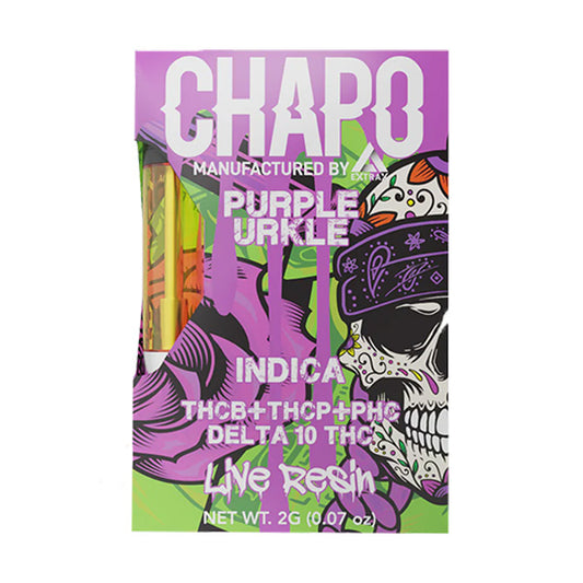 Chapo Extrax Live Resin D10 Cartridge (2g) Purple Urkle with packaging