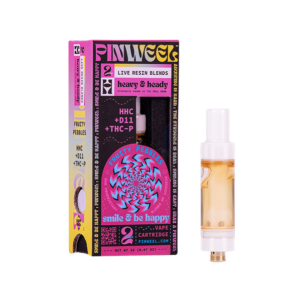 Pinweel Live Resin D11 Cartridges (2g) | Fruity Pebbles - Indica with packaging