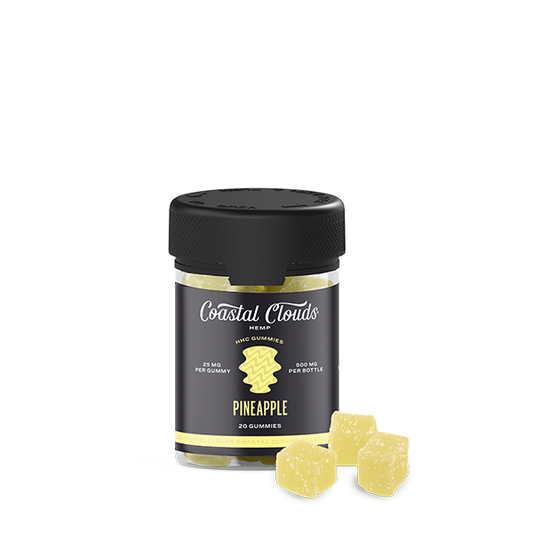 Coastal Clouds Hemp HHC Gummies (500mg 20ct Jar) Pineapple with packaging