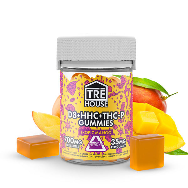 Tre House D8 + HHC + THCP Gummies (700mg 20ct Jar) | Tropic Mango