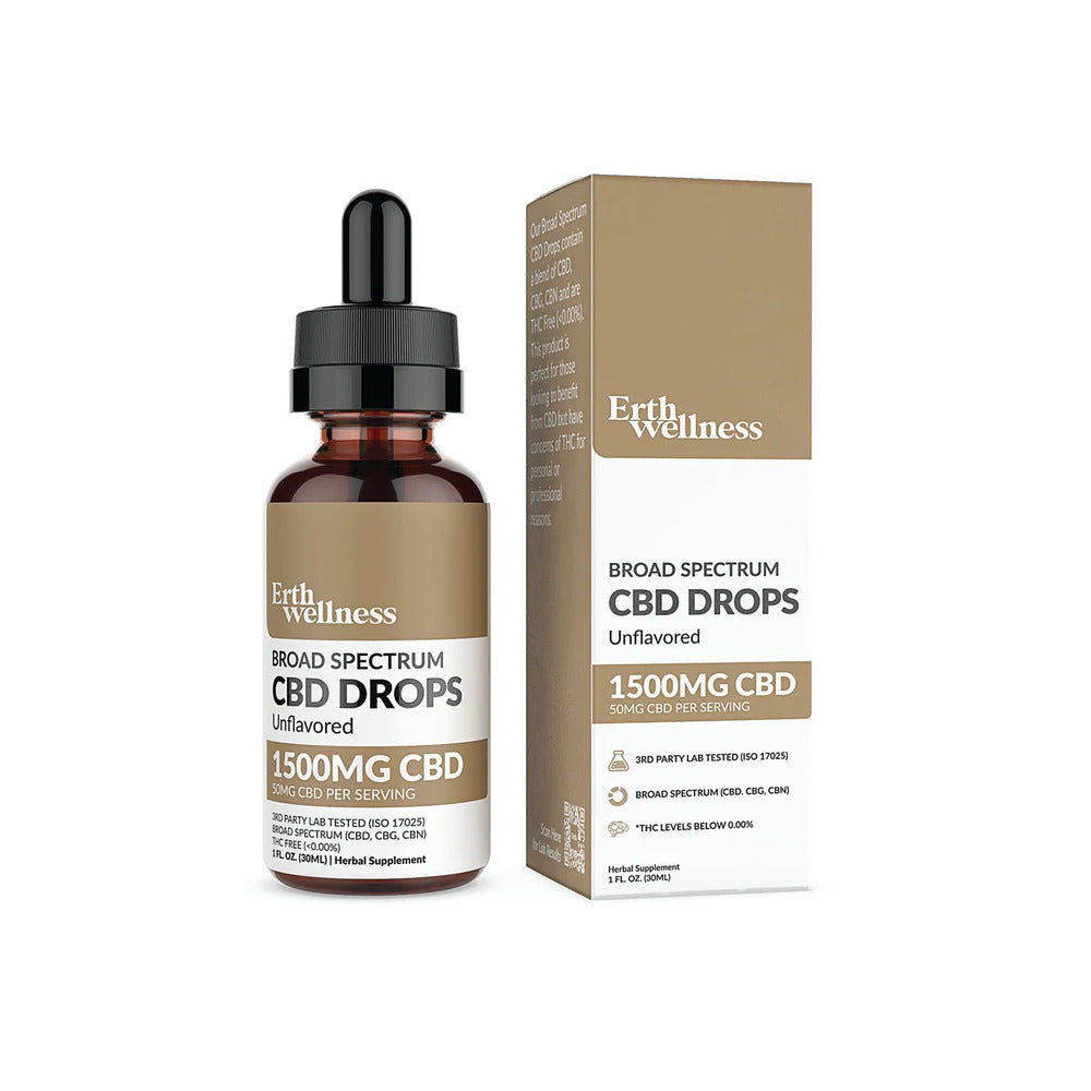 ERTH CBD Broad Spectrum Tincture CBD + CBG + CBN Drops (THC Free)(3.7mL) | Unflavored