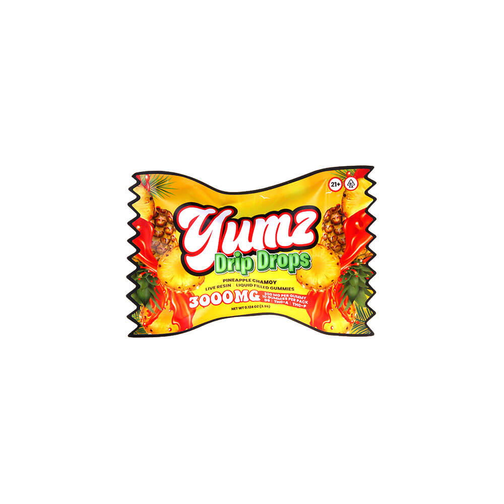 Yumz Drip Drops D9 + THCA + THCP Gummies (3000mg 10ct Pouch) | Pineapple Chamoy