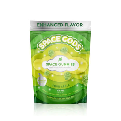 Space Gods Mega Dose D9 + CBD Space Gummies (900mg 15ct Pouch) | Sour Apple