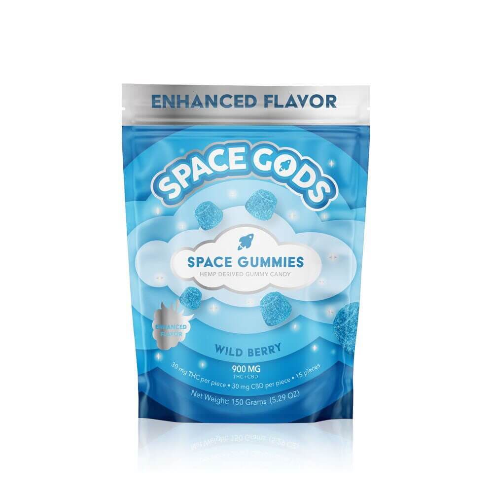 Space Gods Mega Dose D9 + CBD Space Gummies (900mg 15ct Pouch) | Wild Berry