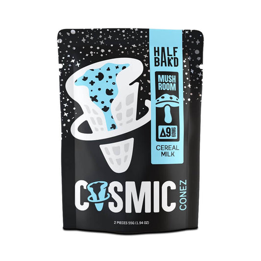 Half Baked D9 + Mushroom Blend Cosmic Cones Edible (600mg+ 2ct Pouch) | Cereal Milk