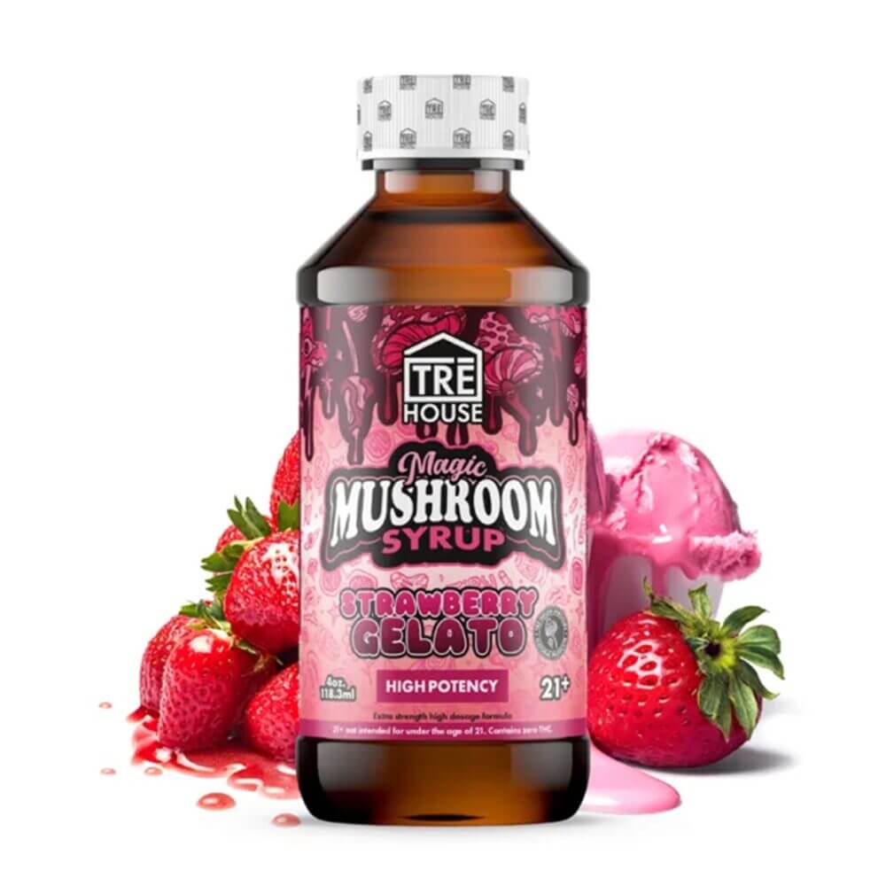 Tre House Magic Mushroom Syrup (1150mg 4oz Bottle) | Strawberry Gelato