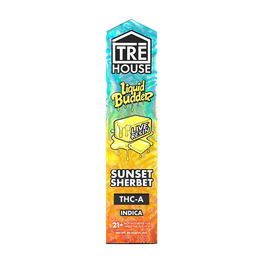 Tre House Live Resin Liquid Budder Disposable (2g) - Sunset Sherbet with packaging