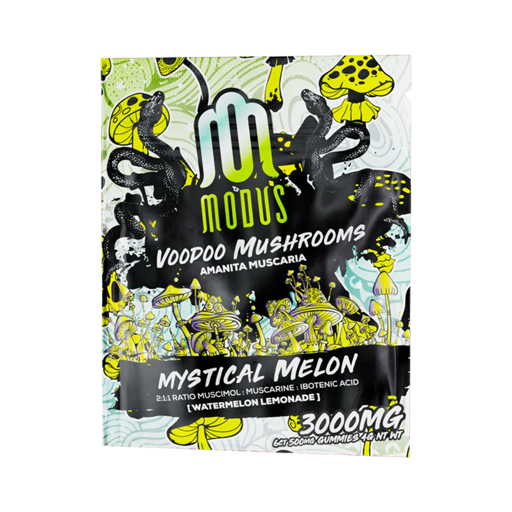 Modus Amanita Voodoo Mushrooms Gummies (3000mg 6ct Pouch)-Mystical Melon with packaging