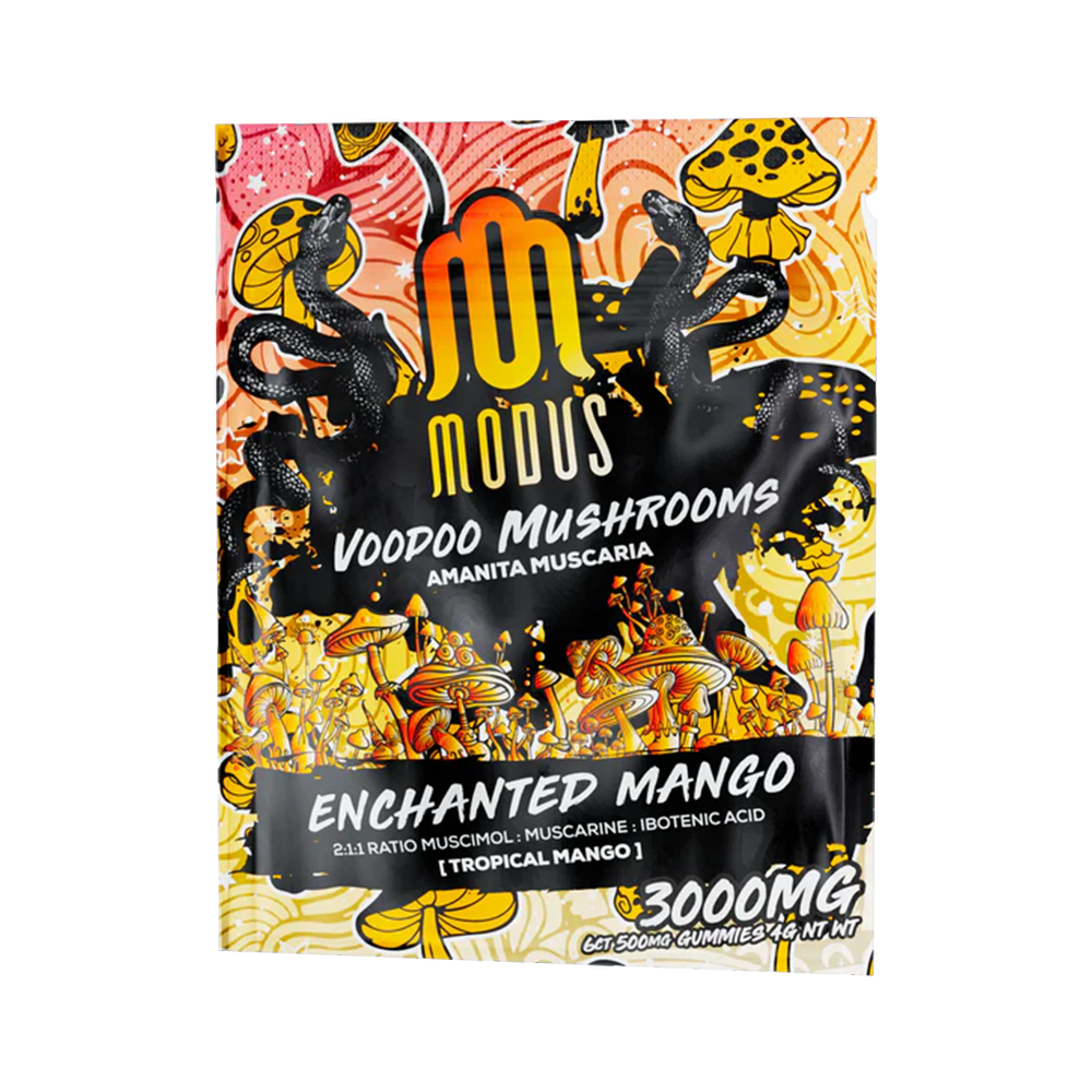 Modus Amanita Voodoo Mushrooms Gummies (3000mg 6ct Pouch)-Enchanted Mango with packaging