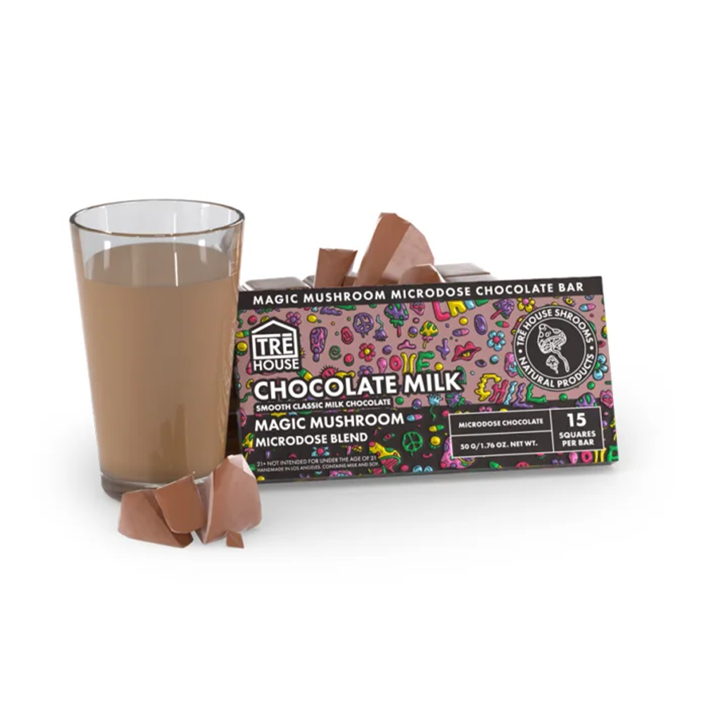 Tre House Magic Mushroom Chocolate Bar (337.5mg Bar) - Chocolate Milk with packaging