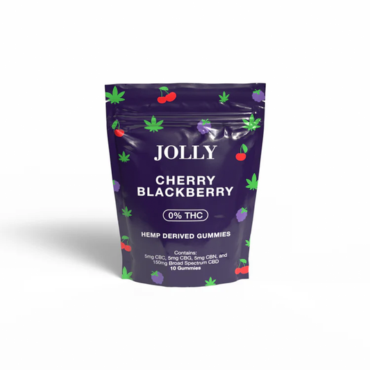 Jolly CBD Gummies (165mg 10ct Pouch) | 0% THC - Cherry Blackberry with packaging