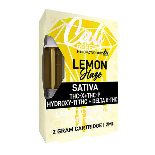 Cali Extrax Diamond Reserve Live Resin D11 Cartridge (2g) Lemon Haze with packaging