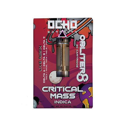 Ocho Extrax Obliter8 Live Resin D6 Cartridges (2g) - Critical Mass with packaging