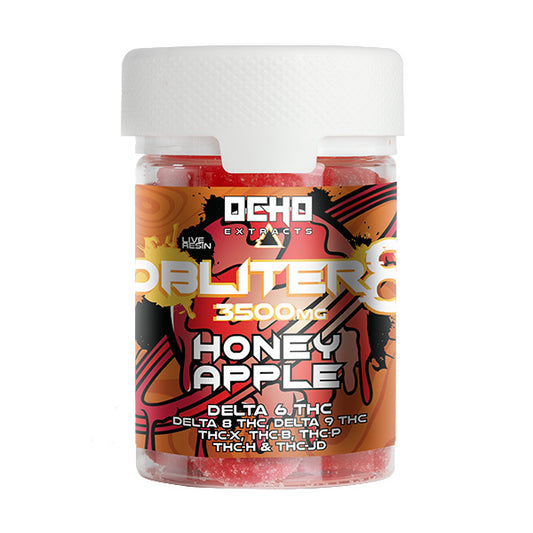 Ocho Extrax Obliter8 Gummies (3500mg 20ct Jar) - Honey Apple with packaging