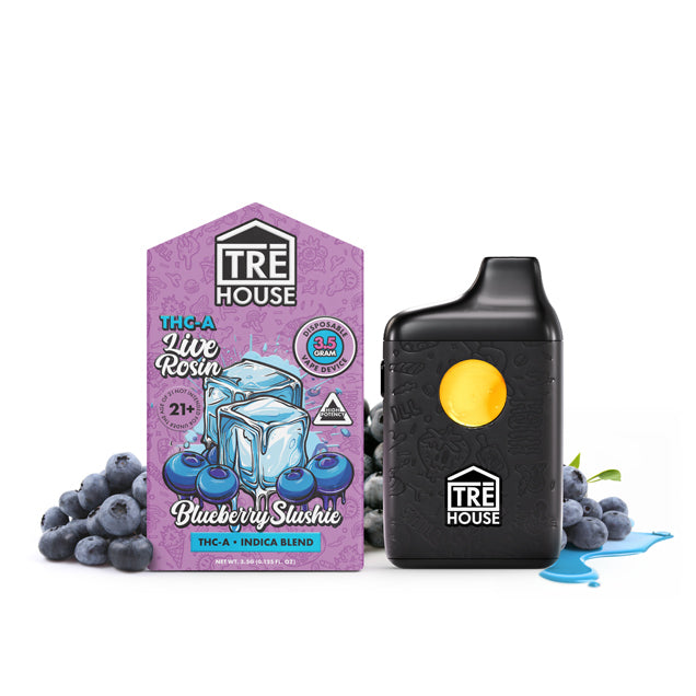 Tre House THC-A Disposable (3.5g) Blueberry Slushie with packaging